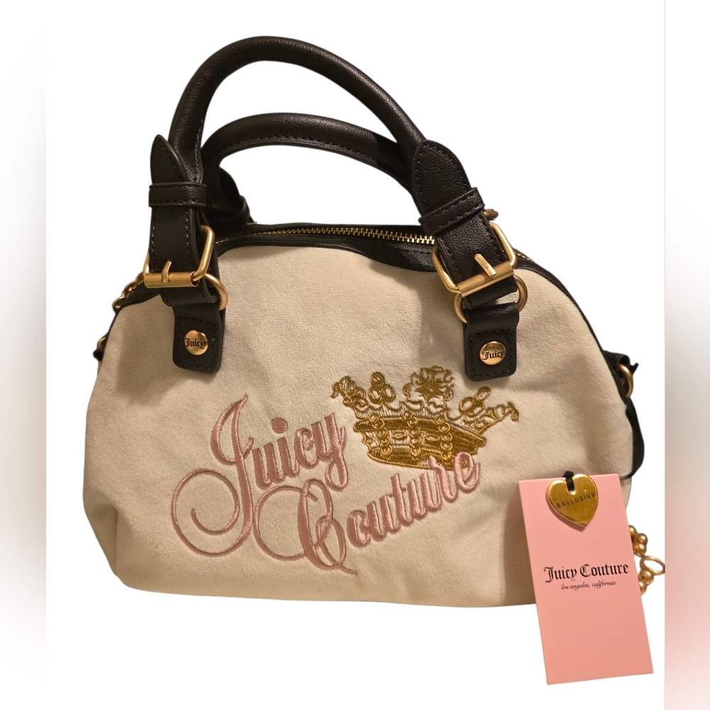 Juicy Couture Satchel in Cream and Gold